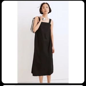 Madewell Linen-Cotton Princess-Seamed Midi Dress Square Neck